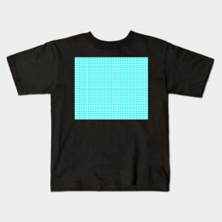 White and Turquoise Houndstooth Kids T-Shirt